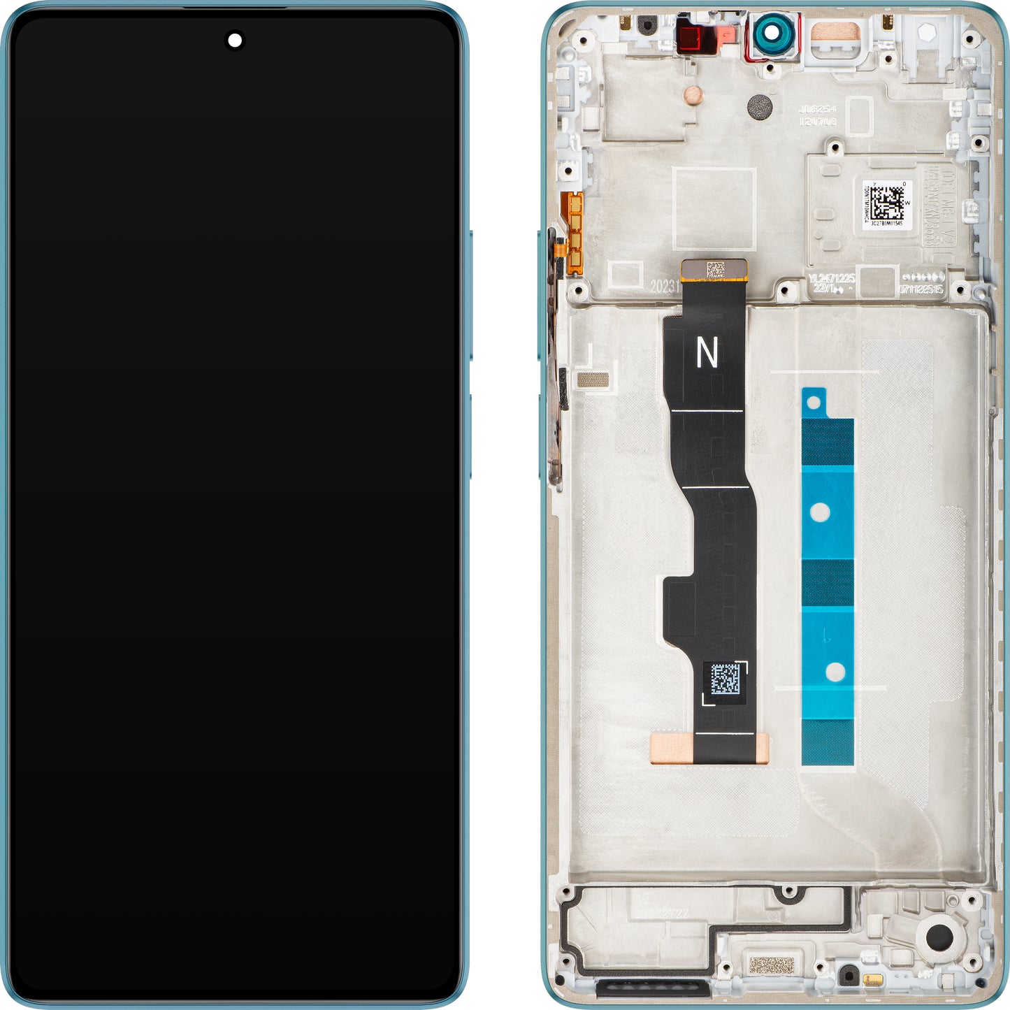 Display med Touchscreen Xiaomi Redmi Note 13 5G, med Ramme, Blå (Ocean Teal), Service Pack 5600030N1700