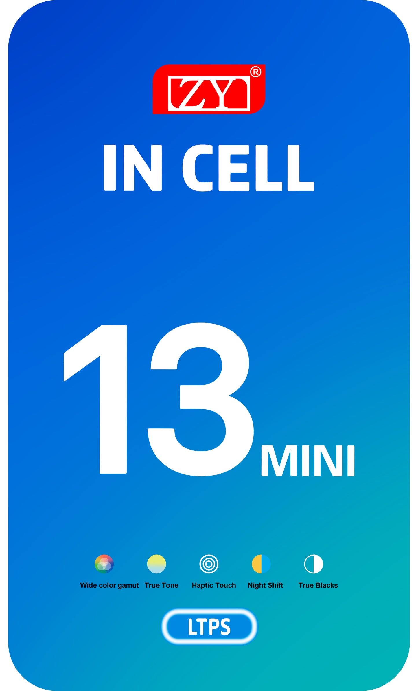 ZY Touchscreen Display til Apple iPhone 13 mini, med ramme, LCD In-Cell IC Flytbar, Sort