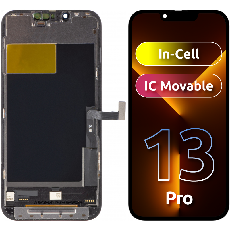 ZY Touchscreen Display til Apple iPhone 13 Pro, med ramme, In-Cell IC Movable LCD Version, Sort