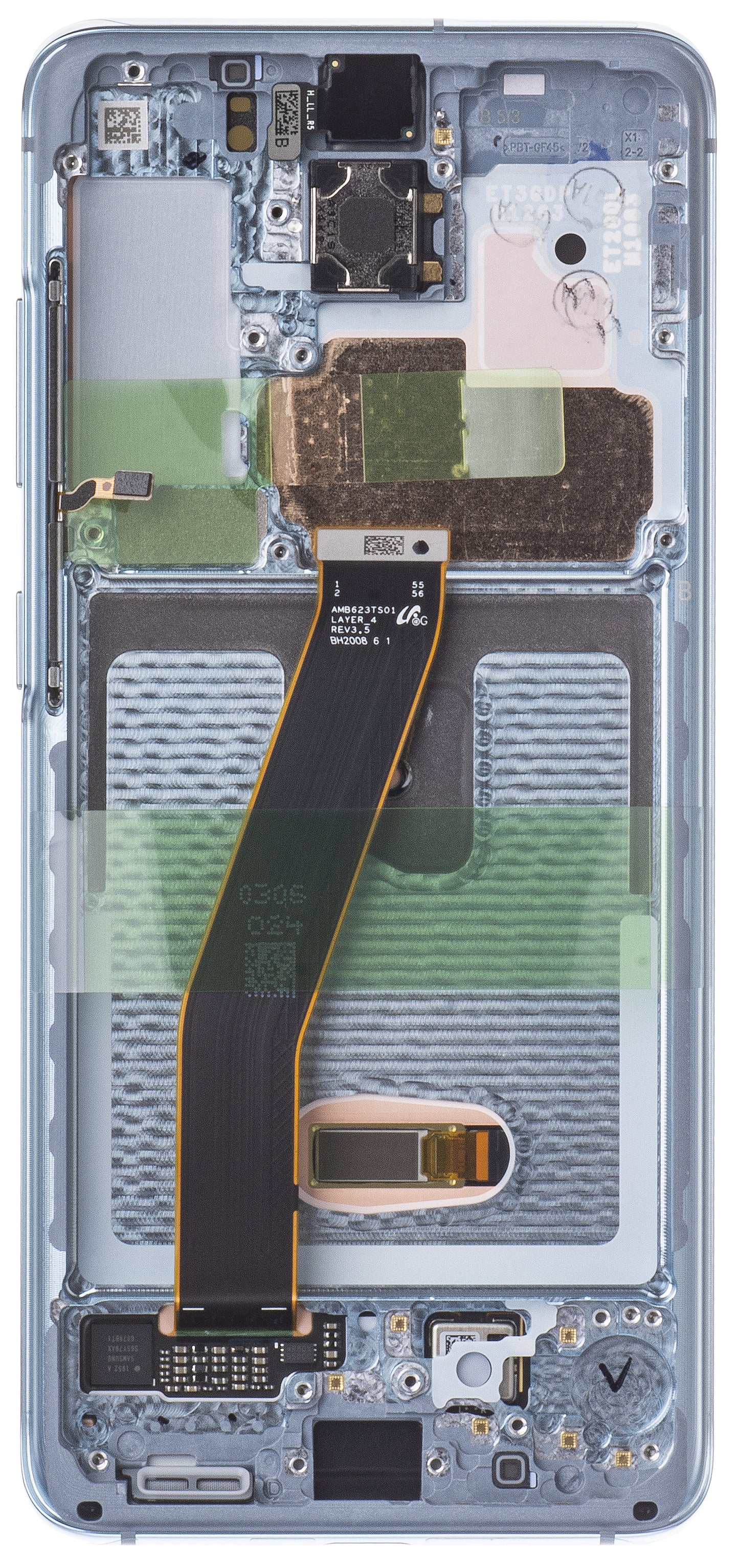 Display med Touchscreen til Samsung Galaxy S20 5G G981 / S20 G980, med Ramme, Blå, Servicepakke GH82-22131D