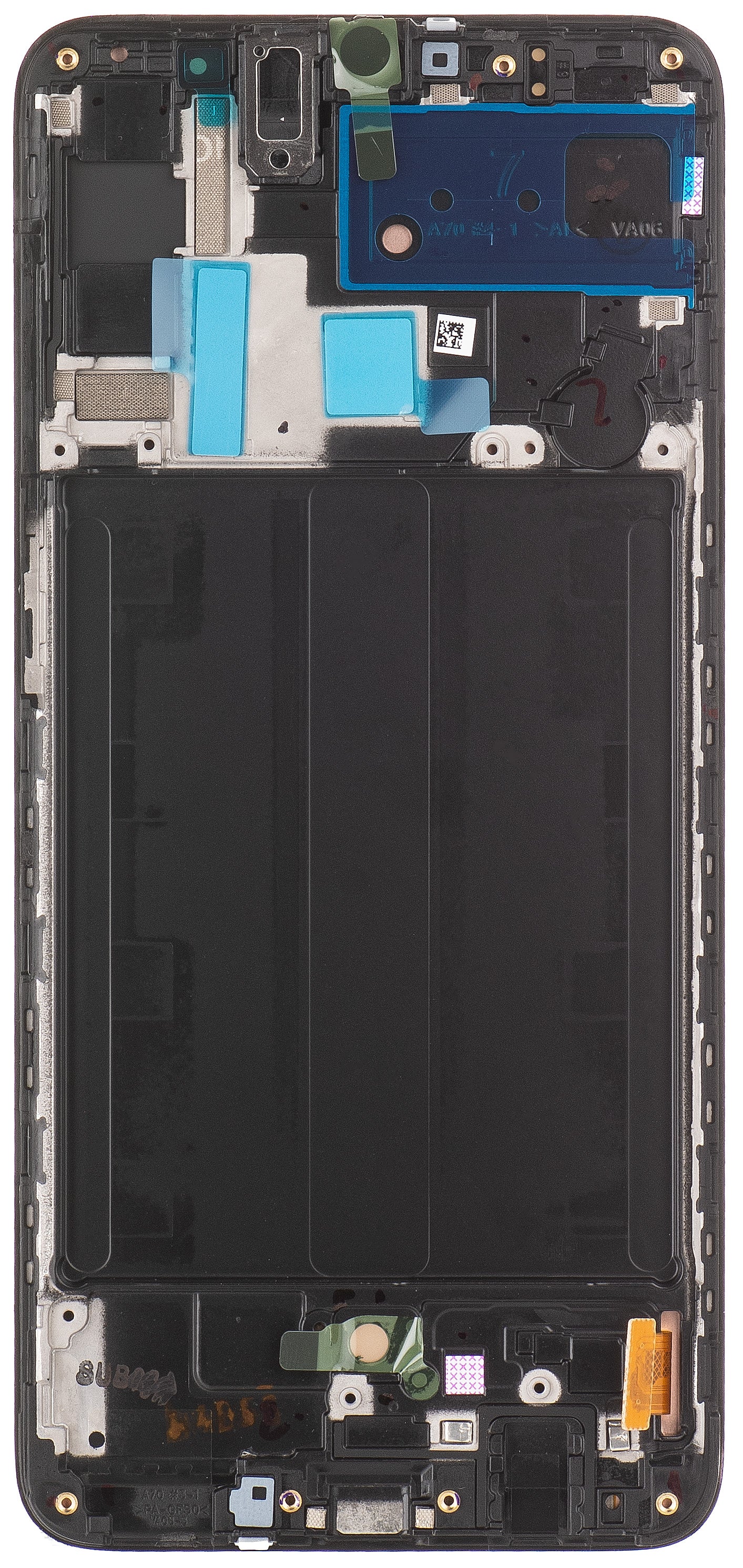 Touchscreen-skærm Samsung Galaxy A70 A705, med ramme, sort, servicepakke GH82-19747A