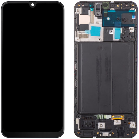 Touchscreen-skærm Samsung Galaxy A50 A505, med ramme, sort, servicepakke GH82-19204A