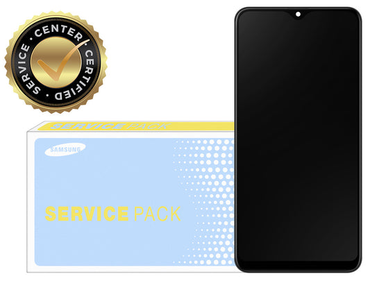 Touchscreen-skærm Samsung Galaxy A20e A202, med ramme, sort, servicepakke GH82-20186A