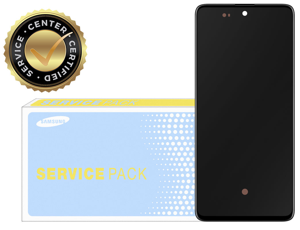 Samsung Galaxy A71 A715 Touchscreen-skærm med ramme, sort, servicepakke GH82-2215152A