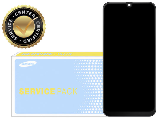 Touchscreen-skærm Samsung Galaxy A50 A505, med ramme, sort, servicepakke GH82-19204A