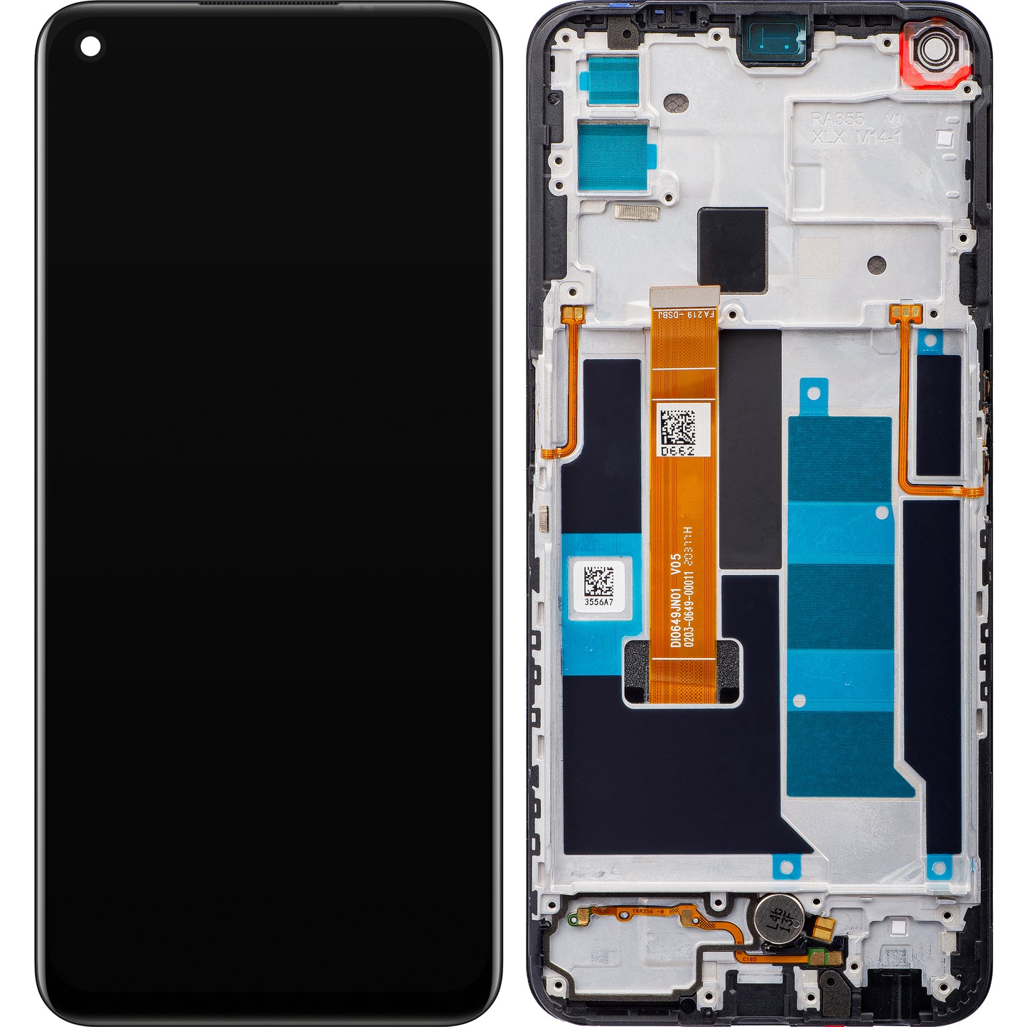 Realme 7 5G Touchscreen Display Realme 7 5G, med ramme, sort, servicepakke 4904747