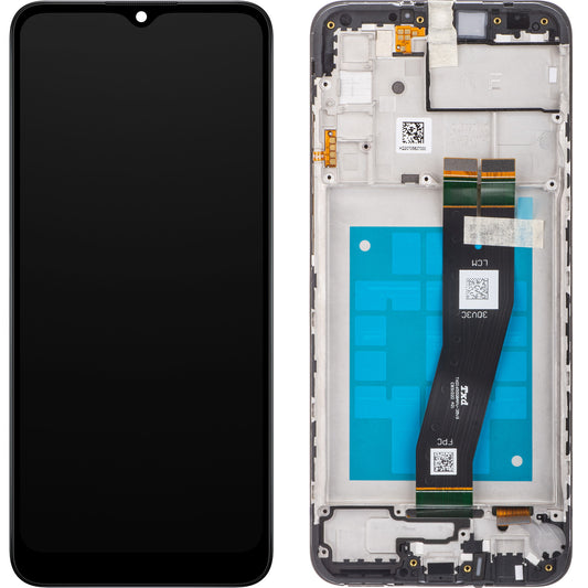 Touchscreen Display Samsung Galaxy A02s A025G, med ramme, sort, Service Pack GH81-20181A