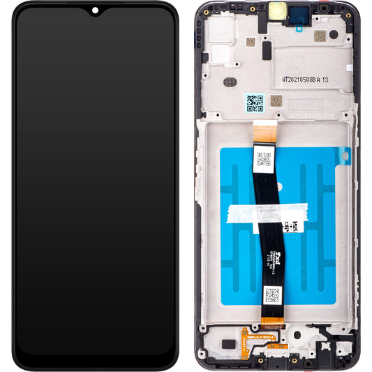 Touchscreen-skærm Samsung Galaxy A22 5G A226, med ramme, sort, servicepakke GH81-20694A
