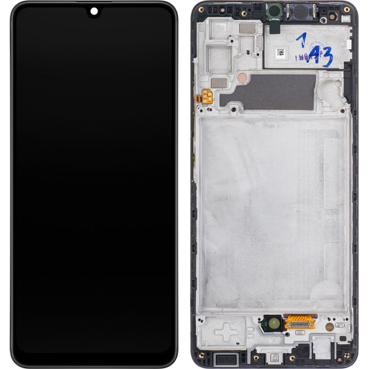Touchscreen-skærm Samsung Galaxy A32 A325, med ramme, sort, servicepakke GH82-2555579A