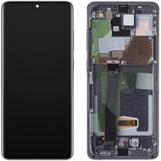 Samsung Galaxy S20 Ultra 5G G988 / S20 Ultra G988 Touchscreen Display, med ramme, grå, Service Pack GH82-26032B