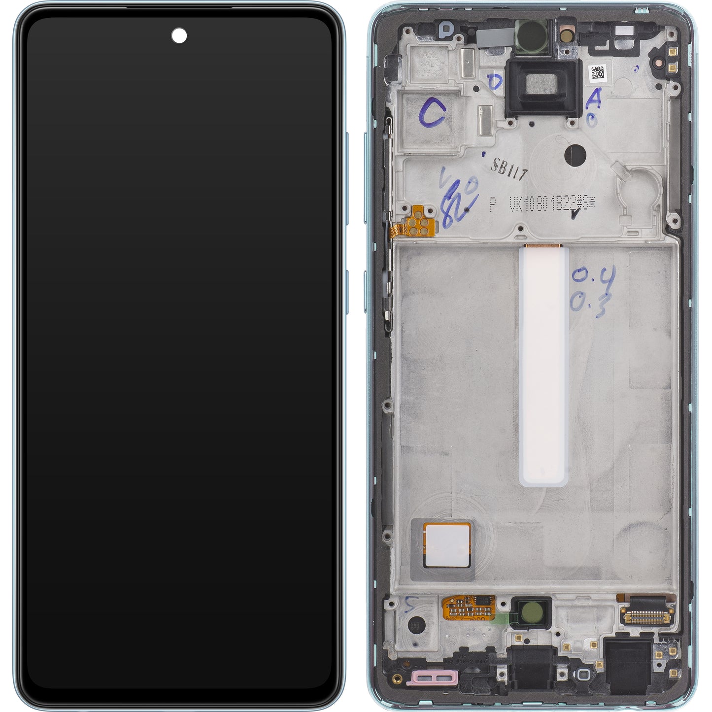 Touchscreen Display Samsung Galaxy A52 5G A526 / A52 A525, med ramme, blå, Service Pack GH82-25524B