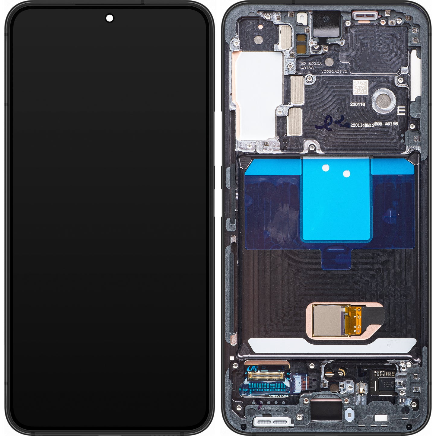 Touchscreen Display Samsung Galaxy S22 5G S901, med ramme, sort, Service Pack GH82-2757521A