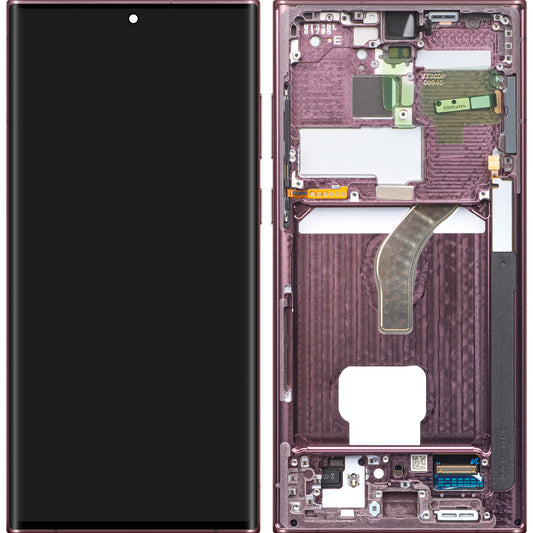 Samsung Galaxy S22 Ultra 5G S908 Touchscreen Display Samsung Galaxy S22 Ultra 5G S908, med ramme, Cherry, Service Pack GH82-27488B