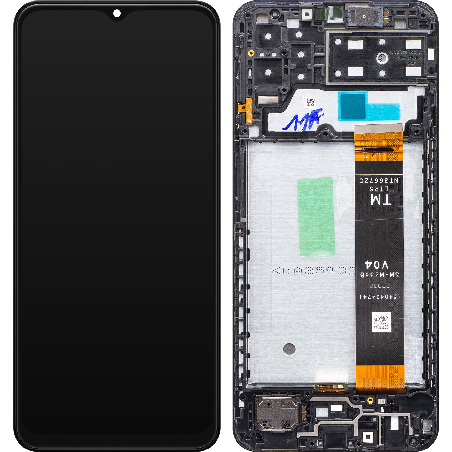 Touchscreen-skærm Samsung Galaxy A13 A135, med ramme, sort, servicepakke GH82-28508A