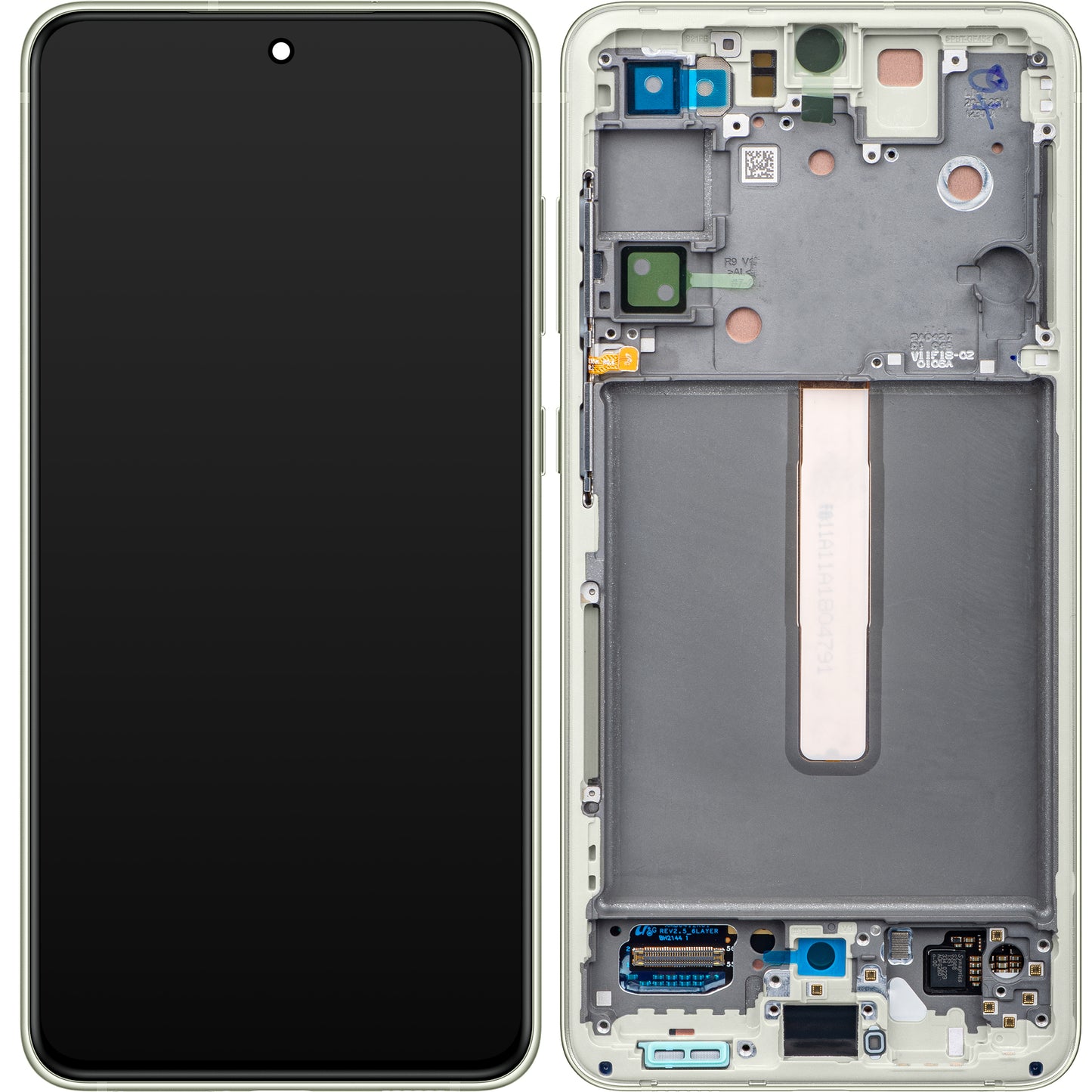Touchscreen Display Samsung Galaxy S21 FE 5G G990, med ramme, grøn, Service Pack GH82-2656590C