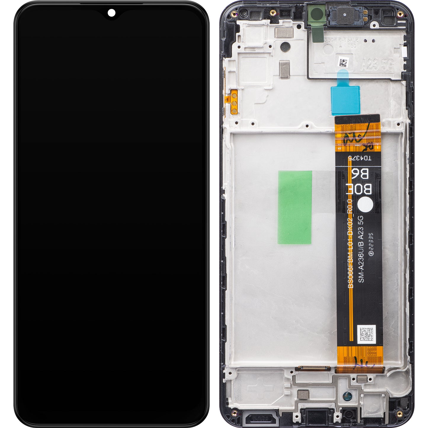 Samsung Galaxy A23 5G A236 Touchscreen-skærm med ramme, sort, servicepakke GH82-29734A