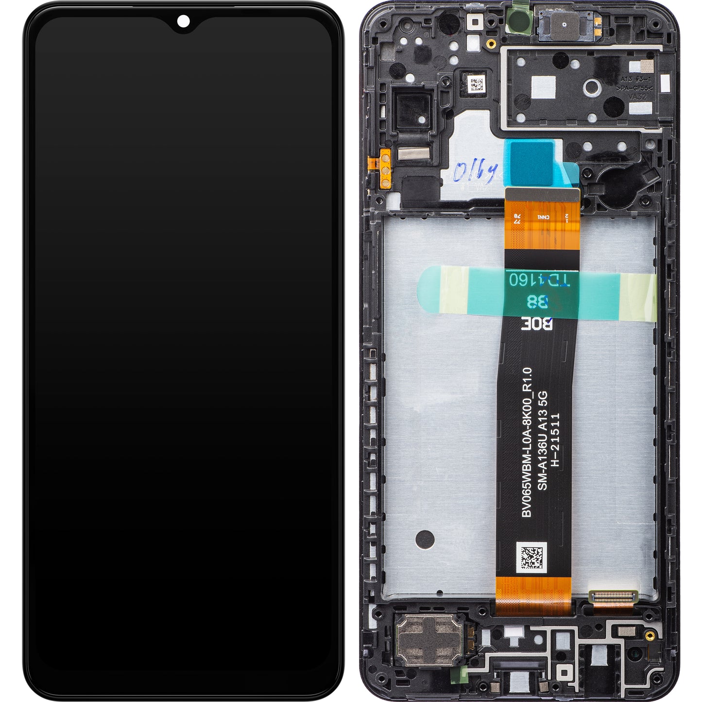 Touchscreen-skærm Samsung Galaxy A13 5G A136, med ramme, sort, servicepakke GH82-29077A