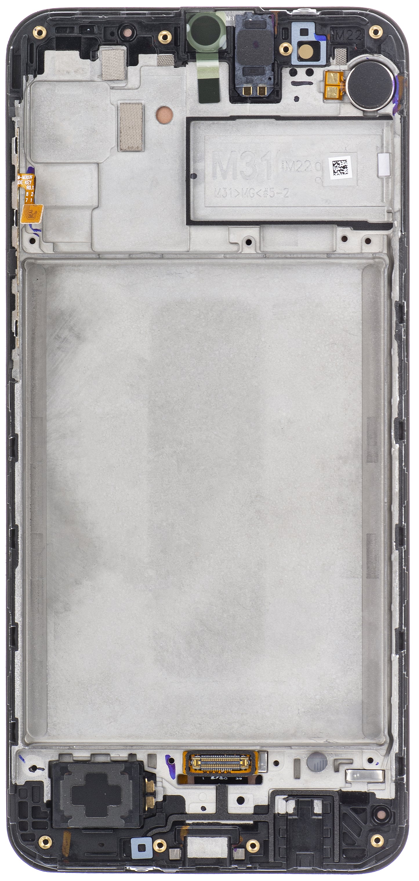 Touchscreen-skærm Samsung Galaxy M31 M315, med ramme, sort, servicepakke GH82-22405A