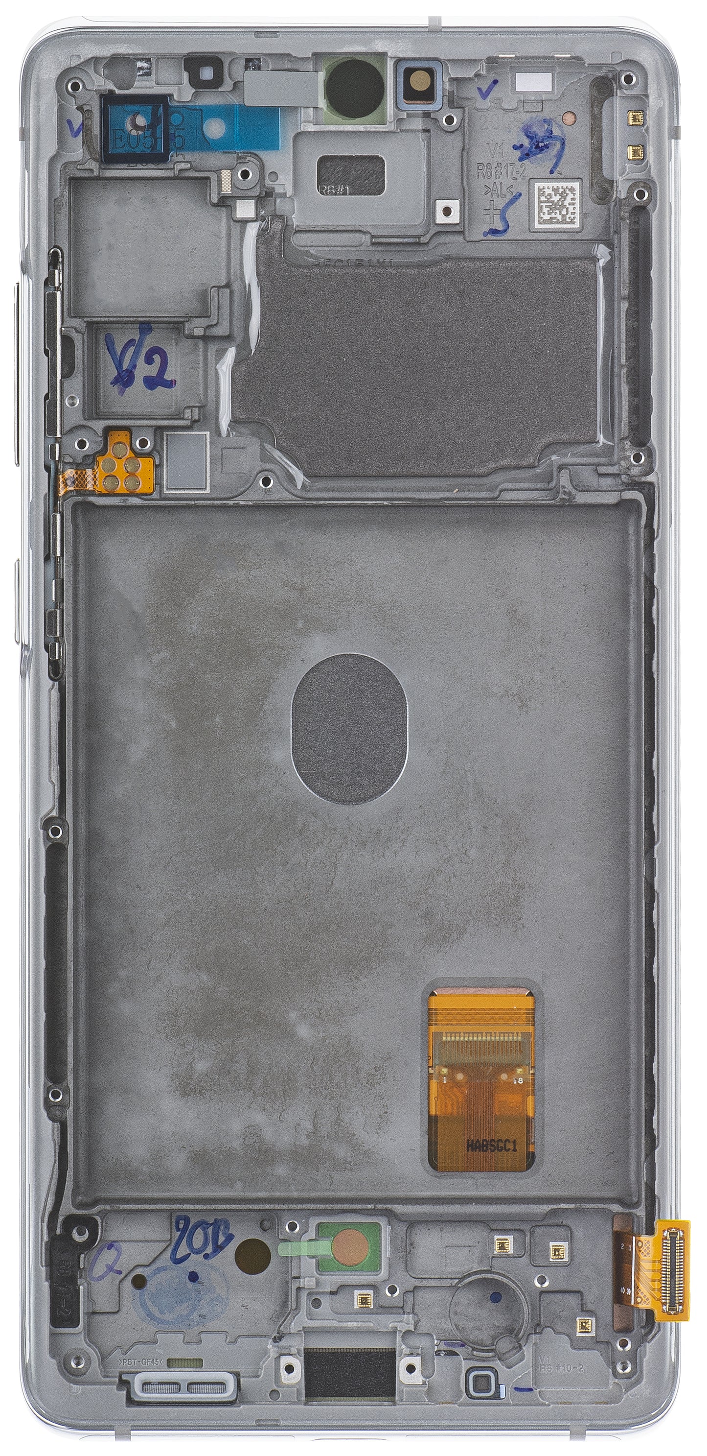 Touchscreen-skærm Samsung Galaxy S20 FE G780, med ramme, hvid, servicepakke GH82-24220B