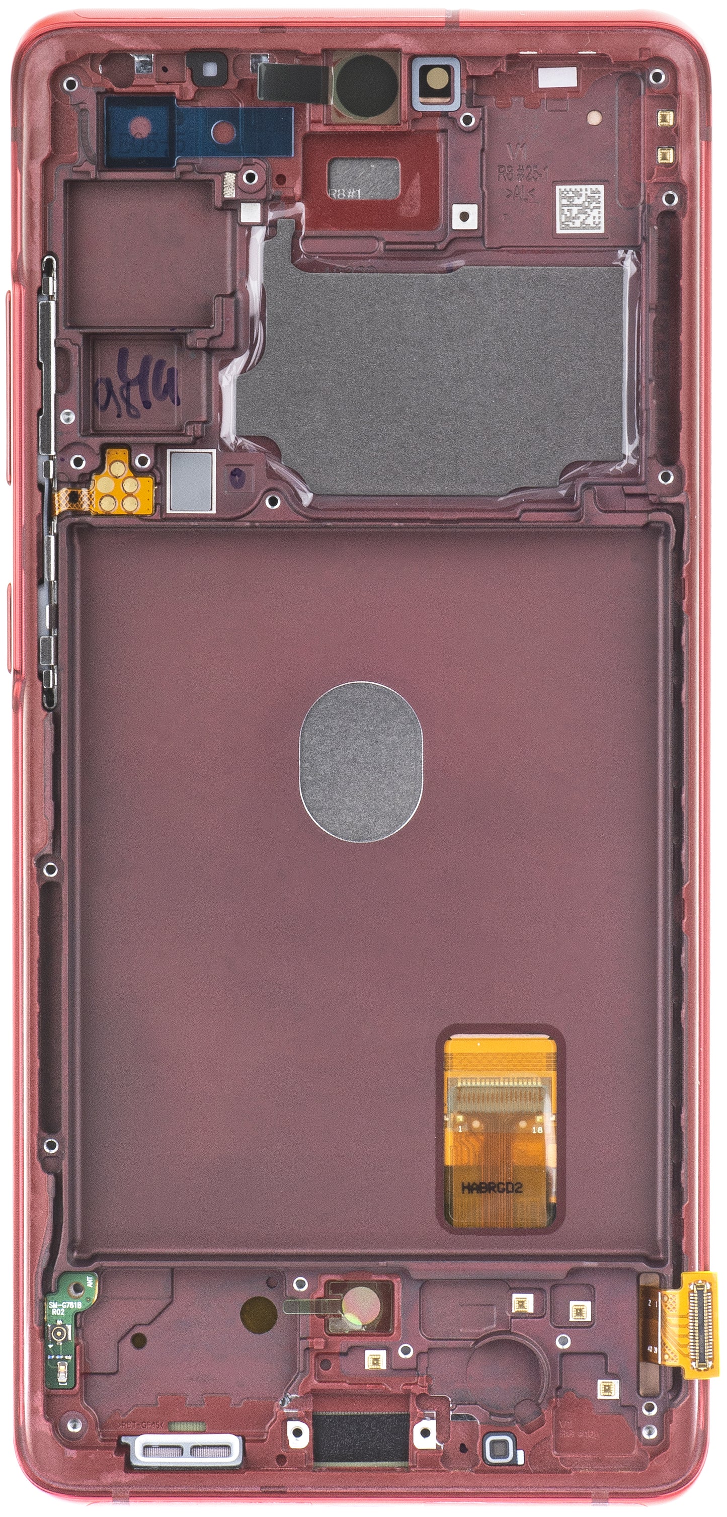 Touchscreen-skærm Samsung Galaxy S20 FE 5G G781, med ramme, rød, servicepakke GH82-24214E