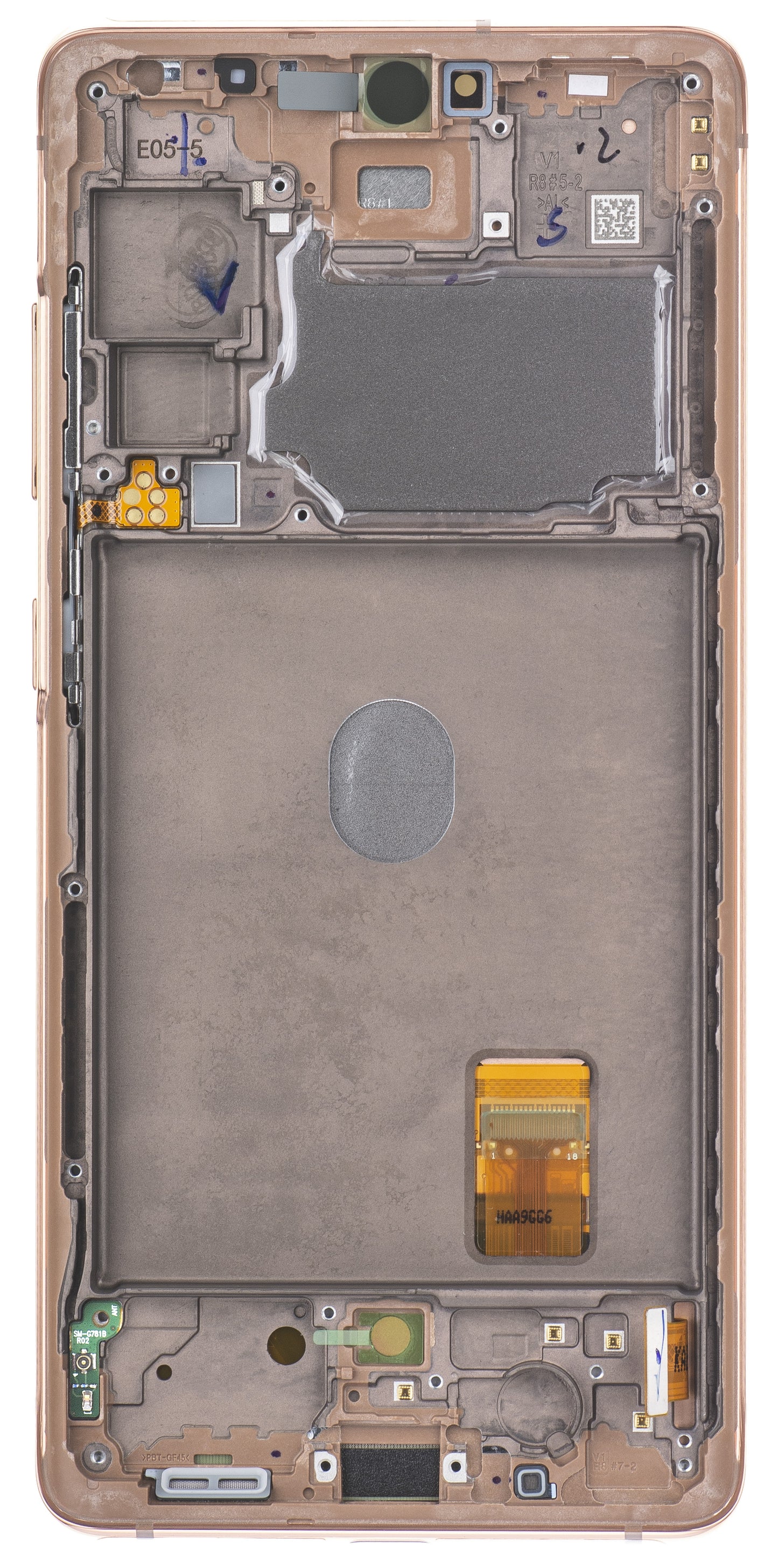 Samsung Galaxy S20 FE 5G G781 Touchscreen Display med ramme, Orange, Service Pack GH82-24215F