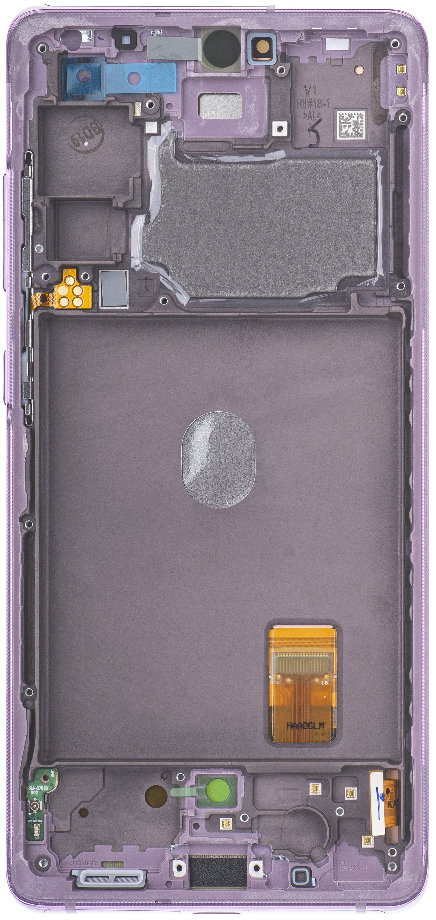 Touchscreen-skærm Samsung Galaxy S20 FE 5G G781, med ramme, lilla, servicepakke GH82-24214C