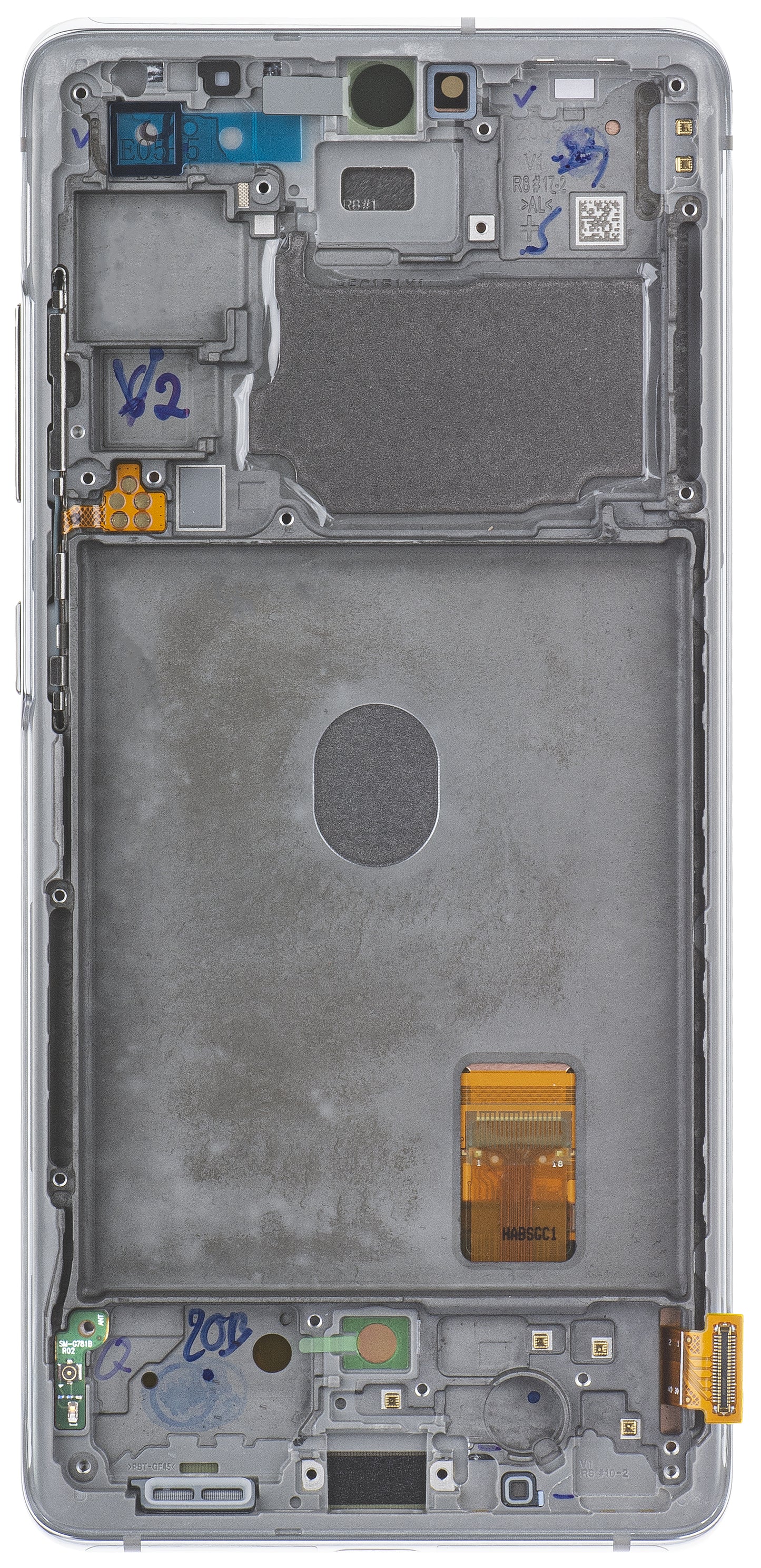 Touchscreen-skærm Samsung Galaxy S20 FE 5G G781, med ramme, hvid, servicepakke GH82-24214B