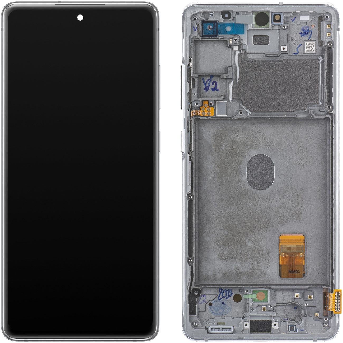 Touchscreen-skærm Samsung Galaxy S20 FE G780, med ramme, hvid, servicepakke GH82-24220B