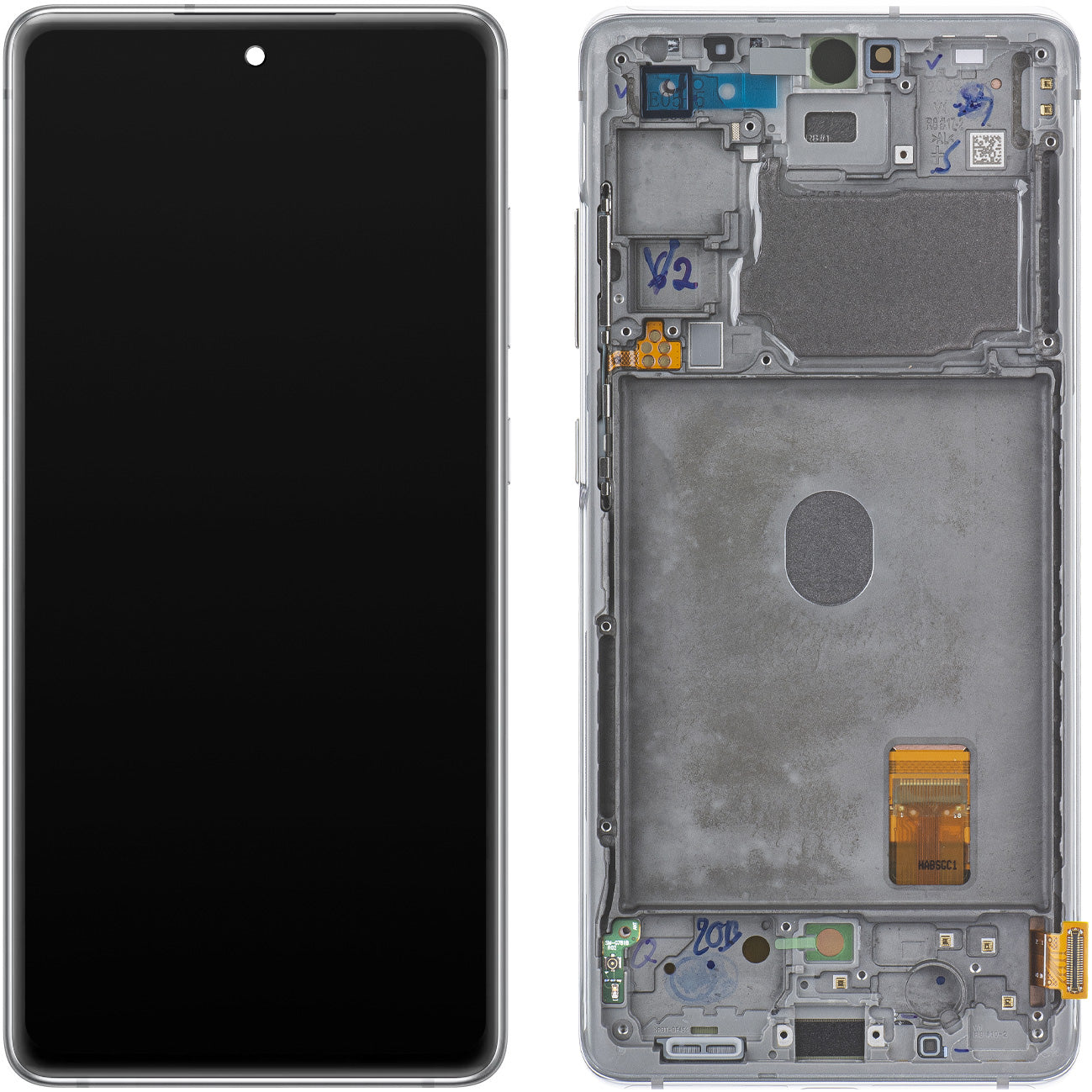 Touchscreen-skærm Samsung Galaxy S20 FE 5G G781, med ramme, hvid, servicepakke GH82-24214B