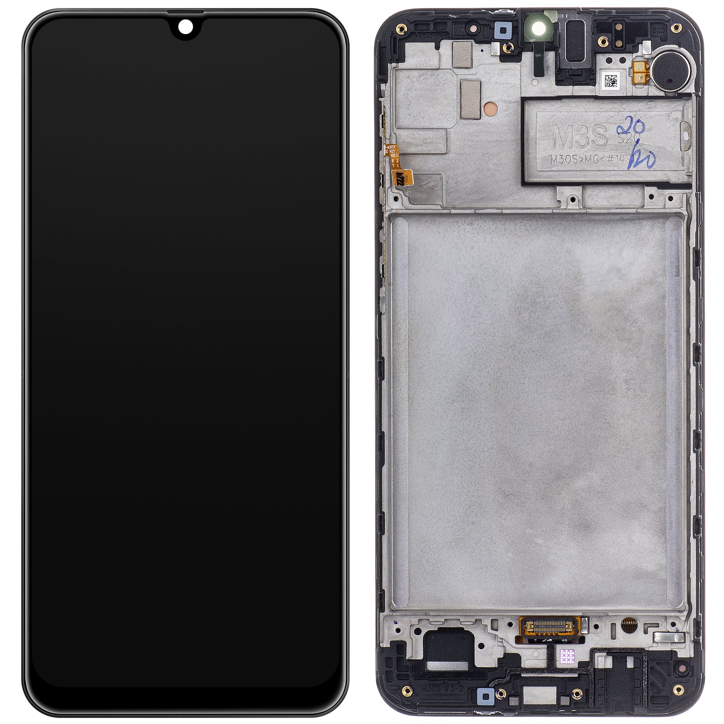 Samsung Galaxy M21 M215 / M30s M307 Touchscreen Display med ramme, sort, Service Pack GH82-21265A