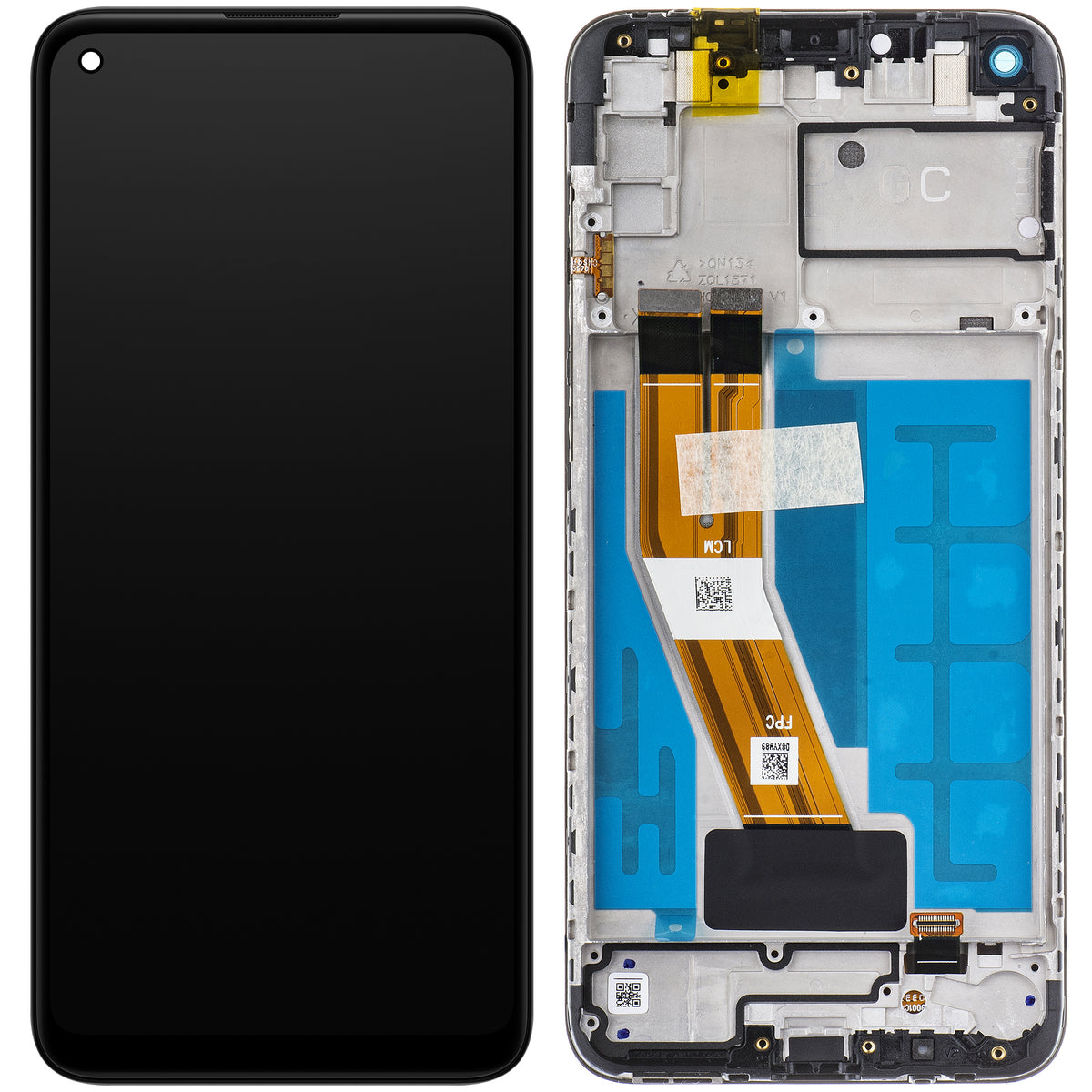 Display med touchscreen Samsung Galaxy A11 A115, med ramme, sort, Service Pack GH81-18760A