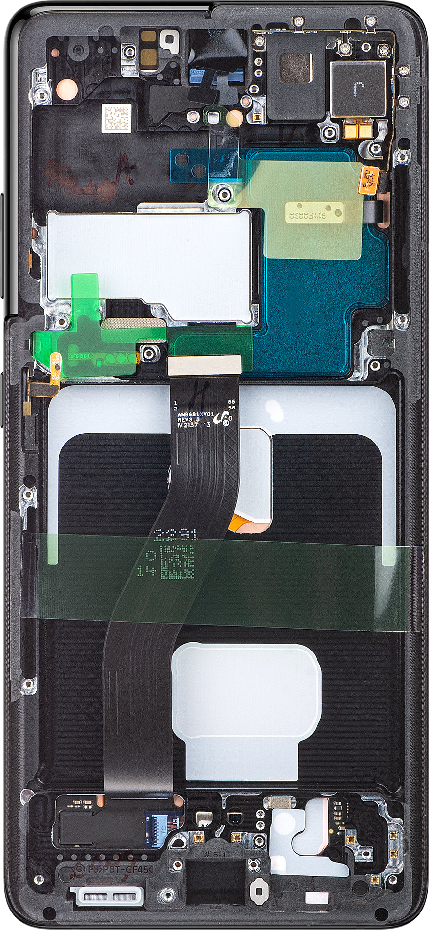 Touchscreen-skærm Samsung Galaxy S21 Ultra 5G G998, med ramme, sort, servicepakke GH82-26035A