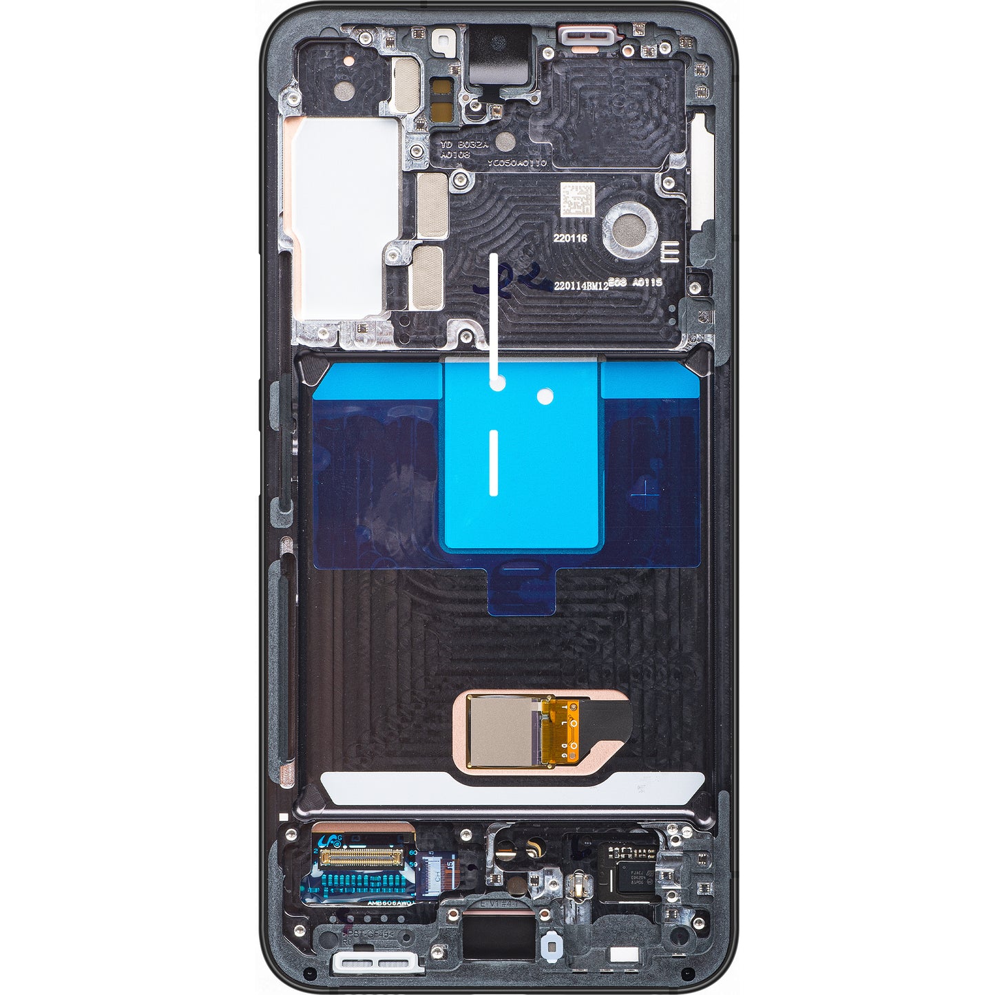 Touchscreen Display Samsung Galaxy S22 5G S901, med ramme, sort, Service Pack GH82-2757521A