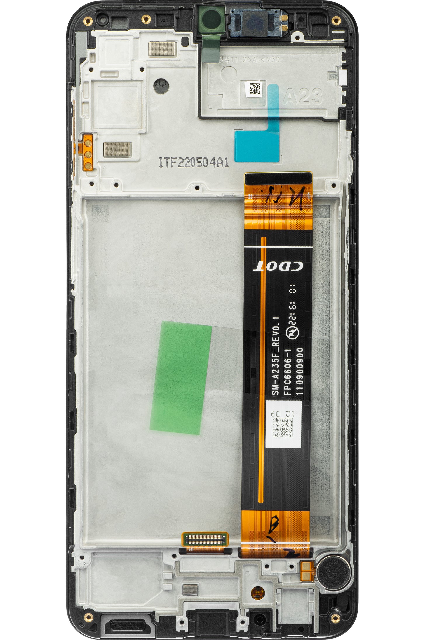 Touchscreen-skærm Samsung Galaxy A23 A235, med ramme, sort, servicepakke GH82-28563A