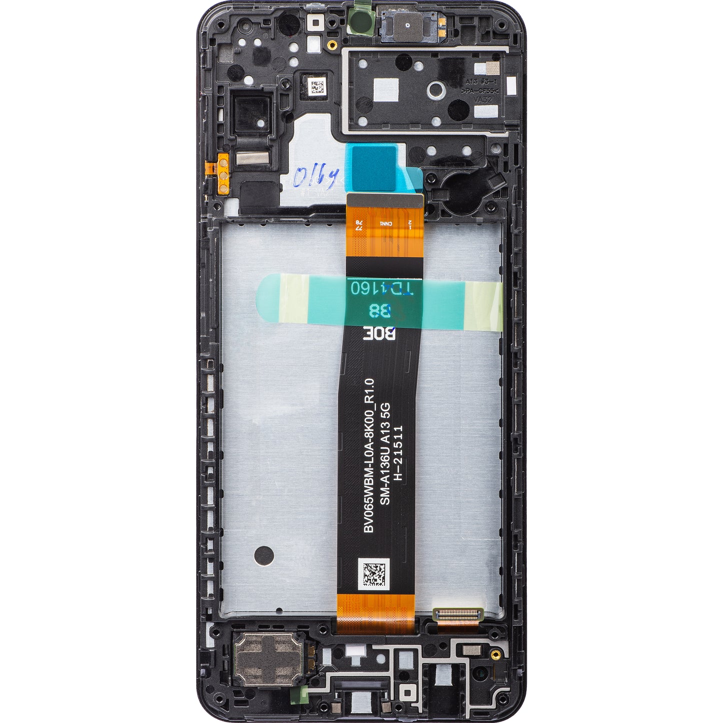 Touchscreen-skærm Samsung Galaxy A13 5G A136, med ramme, sort, servicepakke GH82-29077A