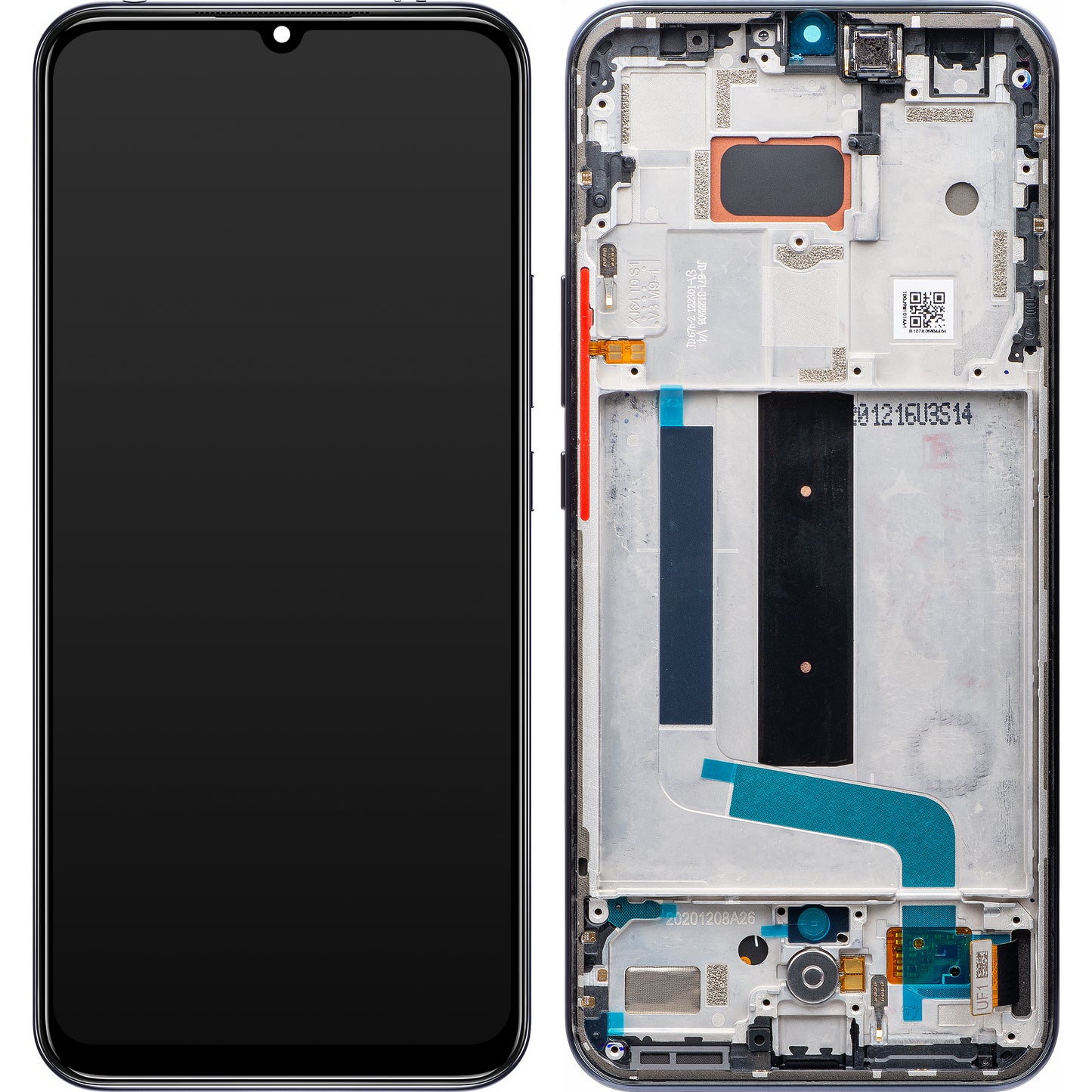 Display med touchscreen Xiaomi Mi 10 Lite 5G, med ramme, grå, servicepakke 56000400J900