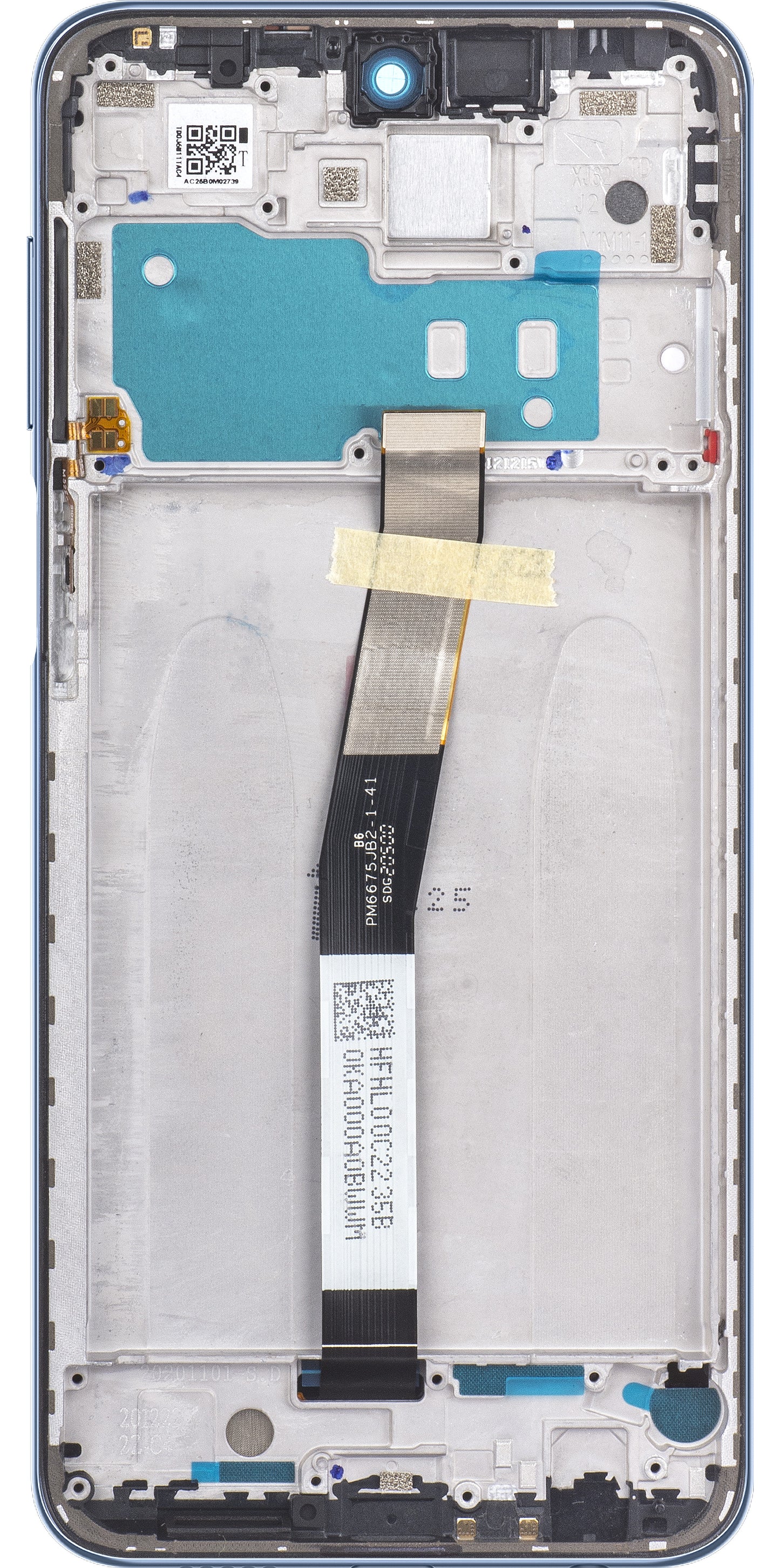 Xiaomi Redmi Note 9S / Note 9 Pro berøringsskærm med ramme, grå (interstellar grå), servicepakke 560004J6A100