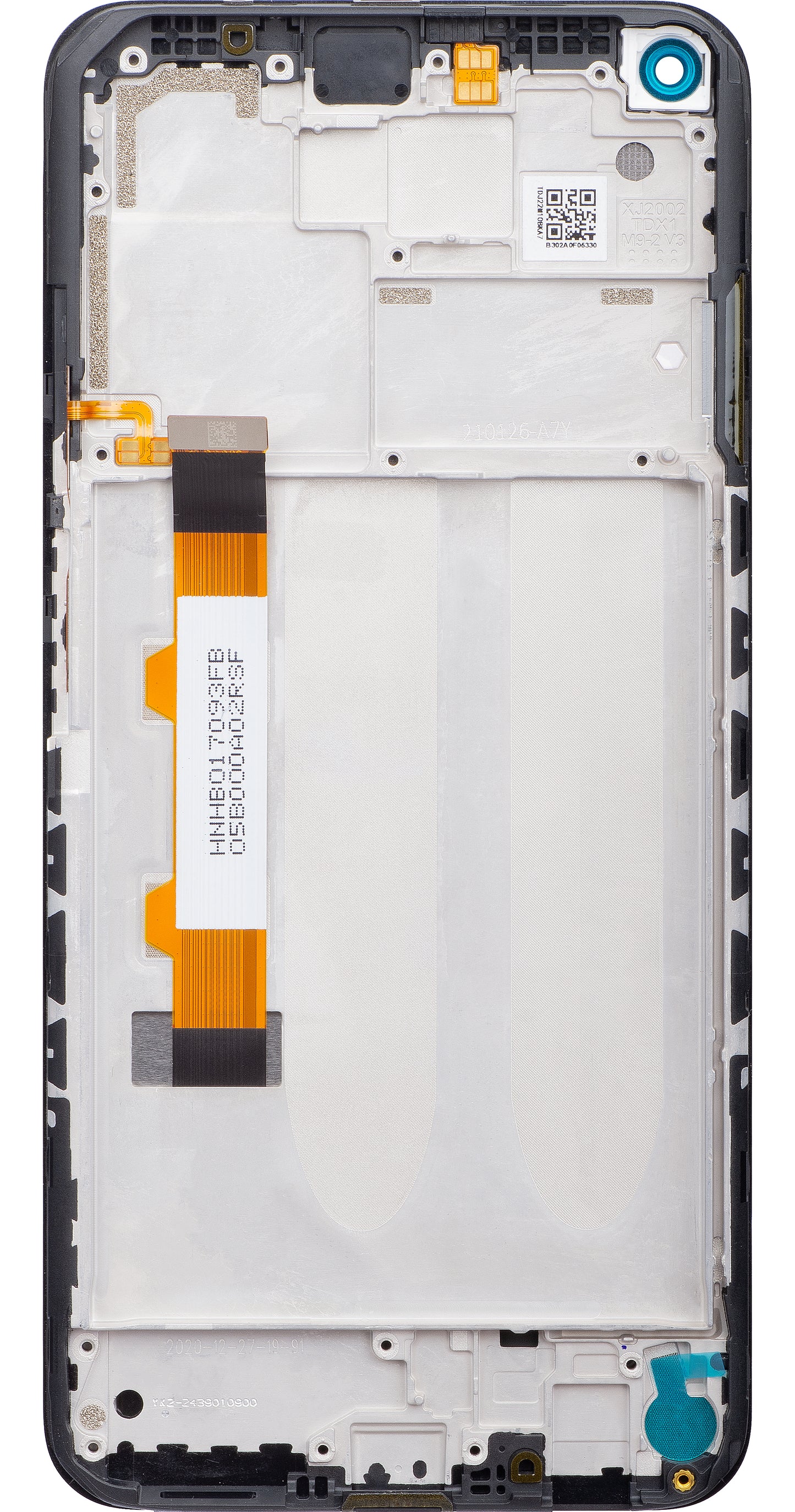 Touchscreen Display Xiaomi Redmi Note 9 5G / Redmi Note 9T 5G, with Frame, Black, Service Pack 5600030J2200