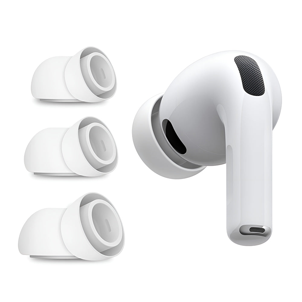 Techsuit ET2 ørepropper til Apple AirPods Pro 3, Størrelse XS / S / L, Hvide