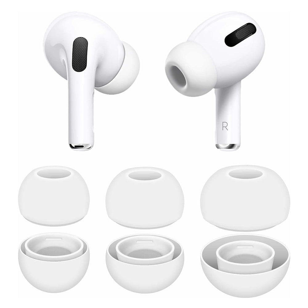 Techsuit ET2 ørepropper til Apple AirPods Pro 3, Størrelse XS / S / L, Hvide