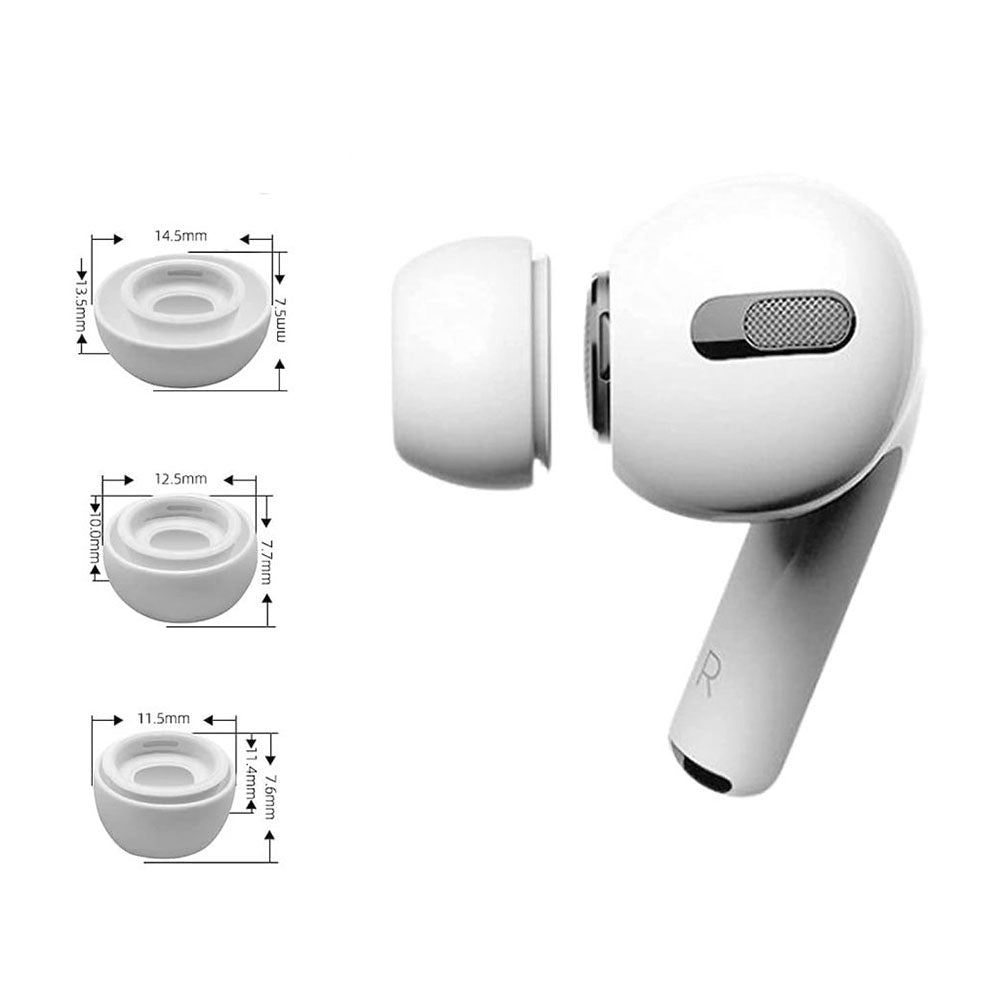 Techsuit ET2 ørepropper til Apple AirPods Pro 3, Størrelse XS / S / L, Hvide