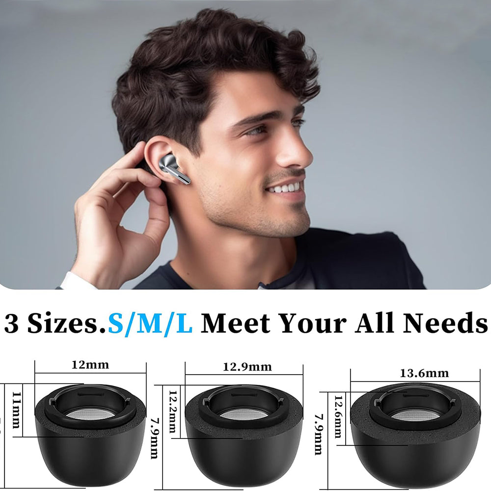 Techsuit ET3 ørepropper til Samsung Galaxy Buds3 Pro, Størrelse S / M / L, Sorte