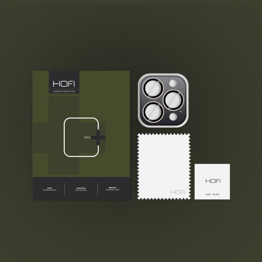 Beskyttelsesfilm til bagkameraet HOFI CamRing PRO+ til Apple iPhone 17 Pro / 16 Pro Max / 16 Pro, Hærdet glas, Grå