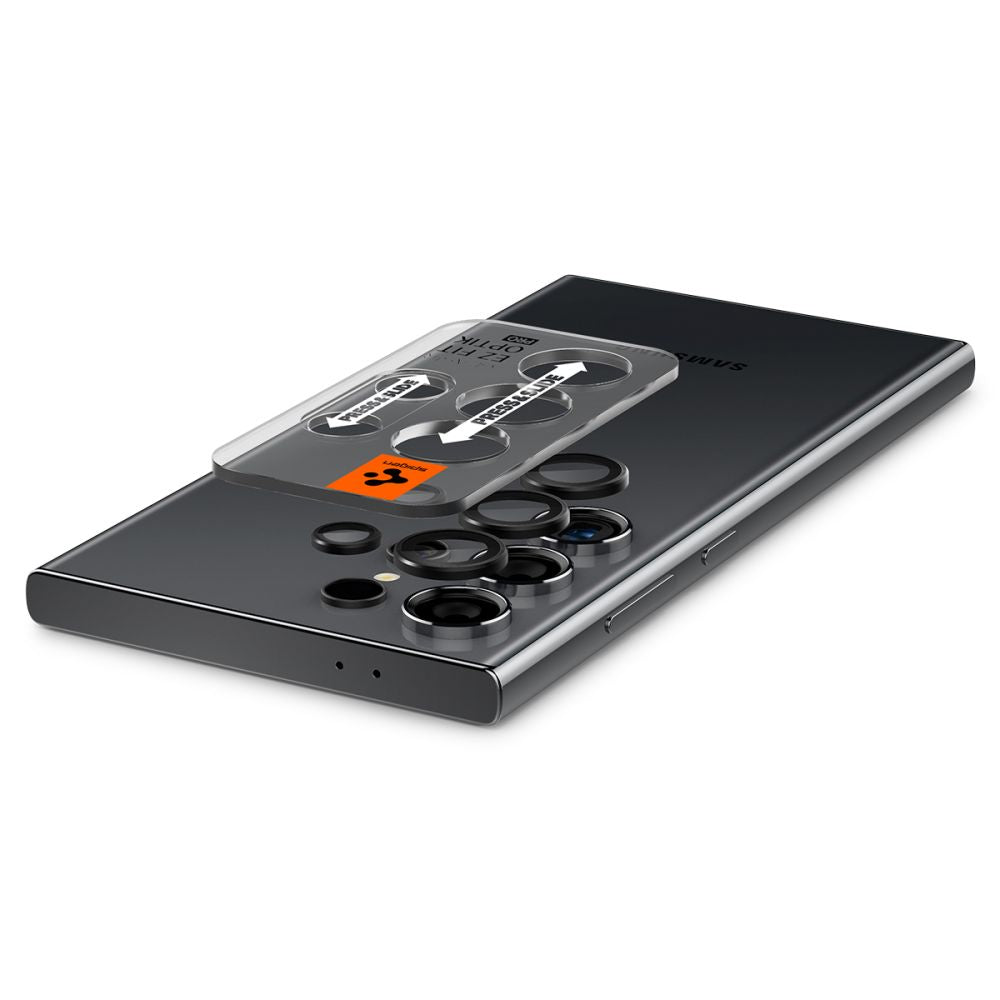 Beskyttelsesfilm til bagsidekameraet Spigen GlastR EZ FIT Optik Pro til Samsung Galaxy S24 Ultra S928, Hærdet glas, Sæt med 2 stykker, Sort