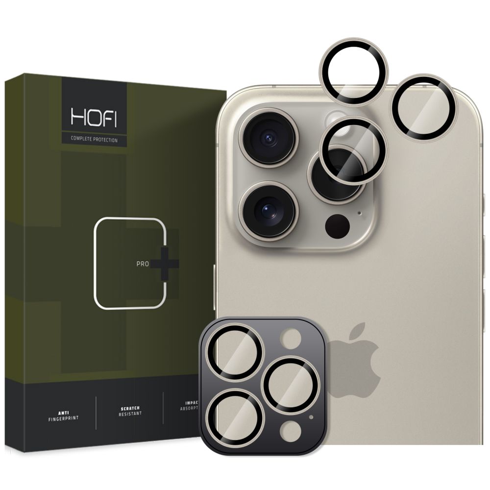 Beskyttelsesfilm til bagkameraet HOFI CamRing PRO+ til Apple iPhone 17 Pro / 16 Pro Max / 16 Pro, Hærdet glas, Grå