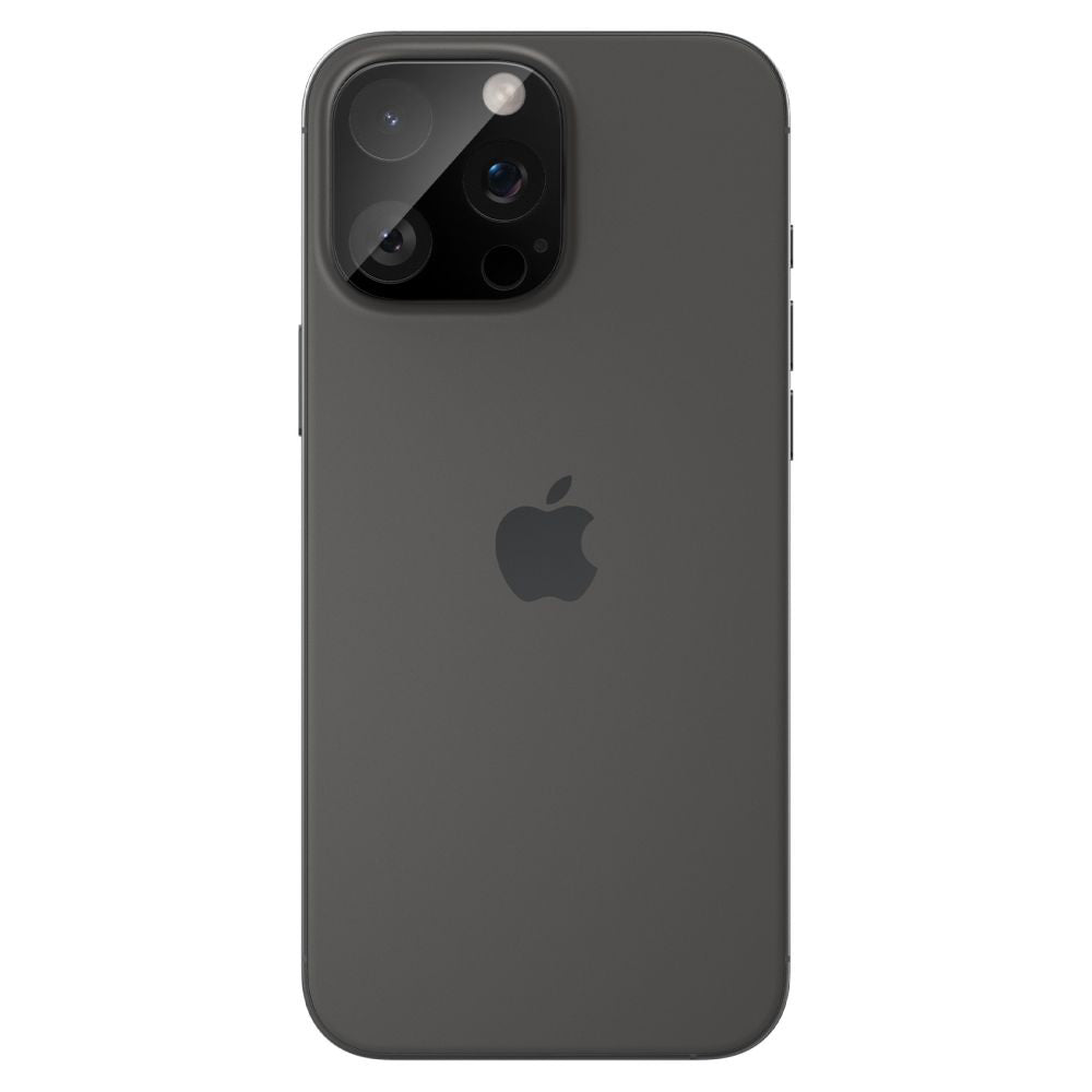 Spigen Optik Beskyttelsesfilm til bagsidekamera til Apple iPhone 15 Pro Max / 15 Pro, glasbeskyttet, fuld limning, sæt med 2 dele, sort AGL05273