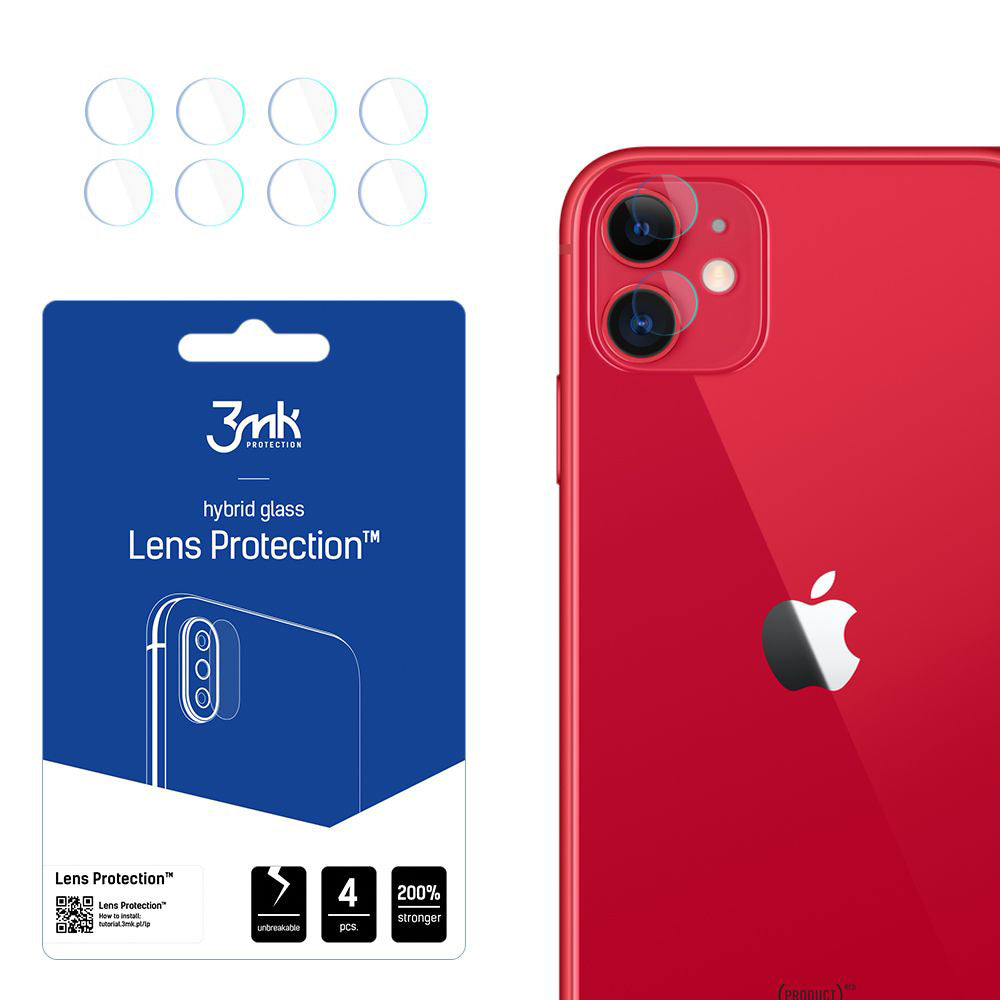 Beskyttelsesfilm til bagkamera 3MK Protection til Apple iPhone 11, fleksibelt glas, sæt med 4 stk., gennemsigtig