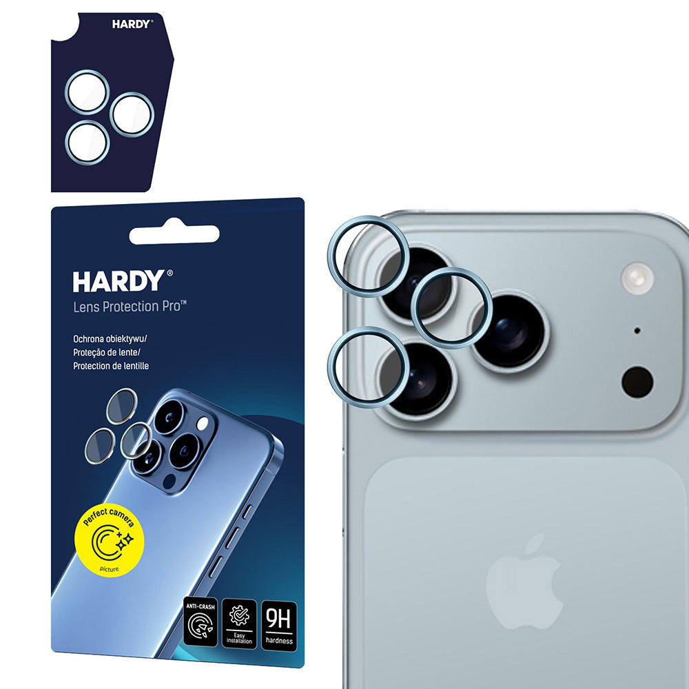 Beskyttelsesfilm til bagkameraet 3MK Hardy Protection Pro til Apple iPhone 17 Pro Max / 17 Pro, Hærdet Glas, Blå