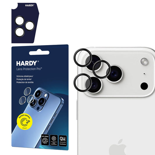 Beskyttelsesfilm til bageste kamera 3MK Hardy Protection Pro til Apple iPhone 17 Pro Max / 17 Pro, Hærdet glas, Sort