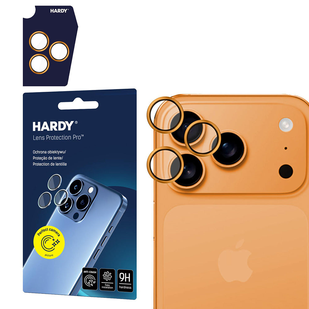 Beskyttelsesfilm til bagkameraet 3MK Hardy Protection Pro til Apple iPhone 17 Pro Max / 17 Pro, Hærdet Glas, Orange